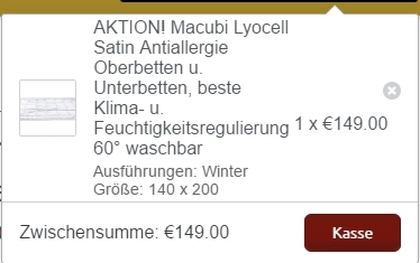 Macubi Lyocell Satin Winterdecke Füllung 1200g 140x200 cm Aktion